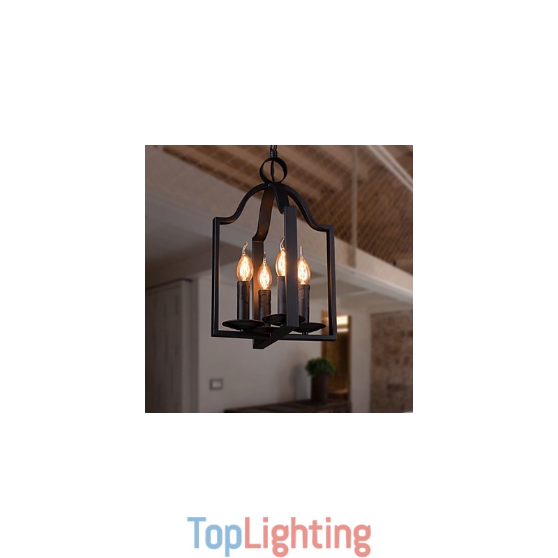 4 Light Vintage Minimalist Iron Painting Pendant Light