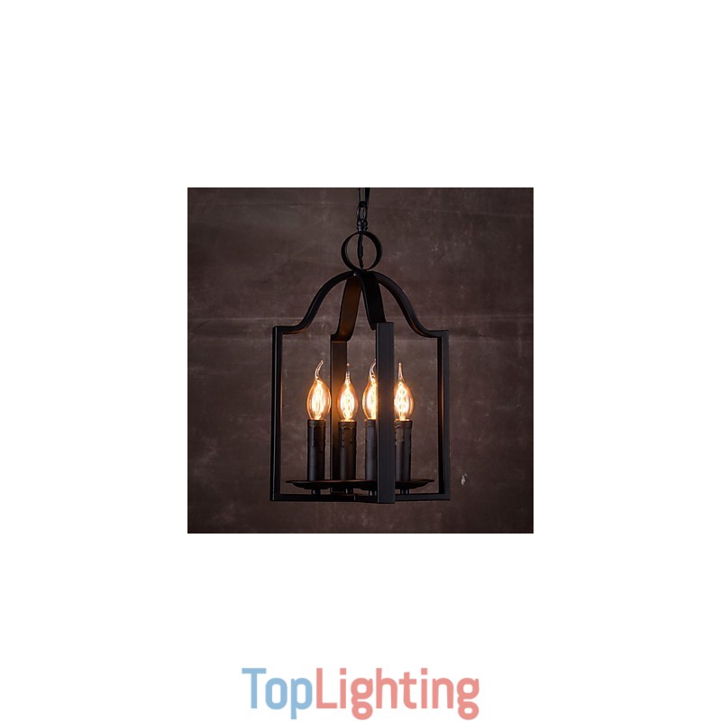 4 Light Vintage Minimalist Iron Painting Pendant Light