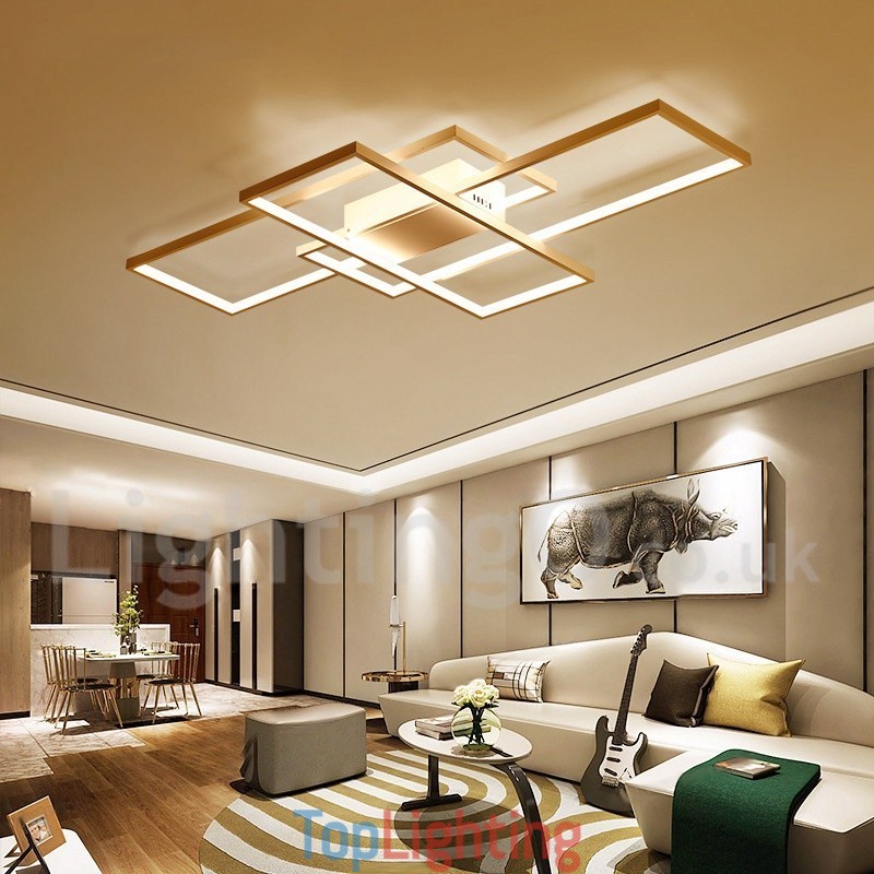 Modern Comtemporary Alumilium Painting Ceiling Light Flush Mount Wall Light with Remoter Dimmer for Living Room Bed Room Also Can Be Used As Wall Light