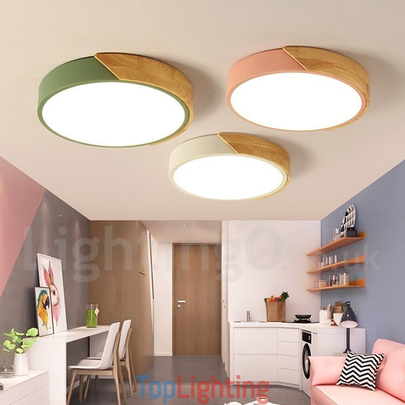 Modern Contemporary Steel Wood Lighting Ceiling Light