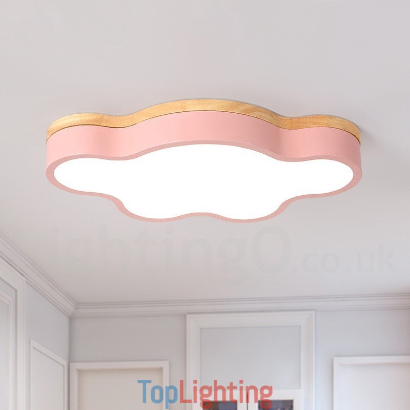 Macaron Multicolor Modern Contemporary Steel Flush Wood Light Ceiling Light