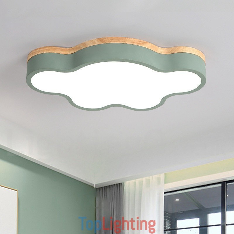 Macaron Multicolor Modern Contemporary Steel Flush Wood Light Ceiling Light