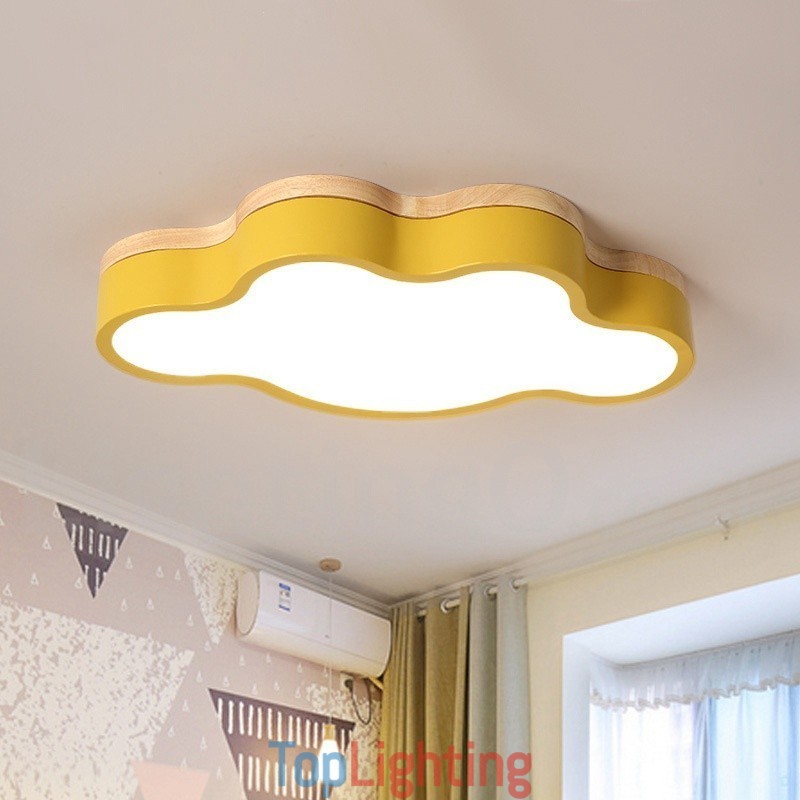 Macaron Multicolor Modern Contemporary Steel Flush Wood Light Ceiling Light