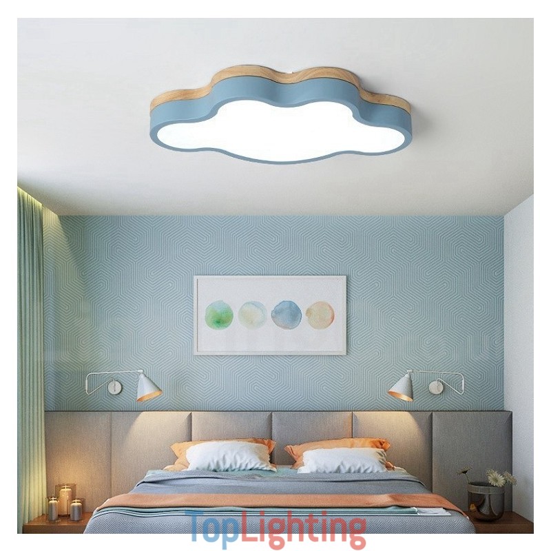 Macaron Multicolor Modern Contemporary Steel Flush Wood Light Ceiling Light