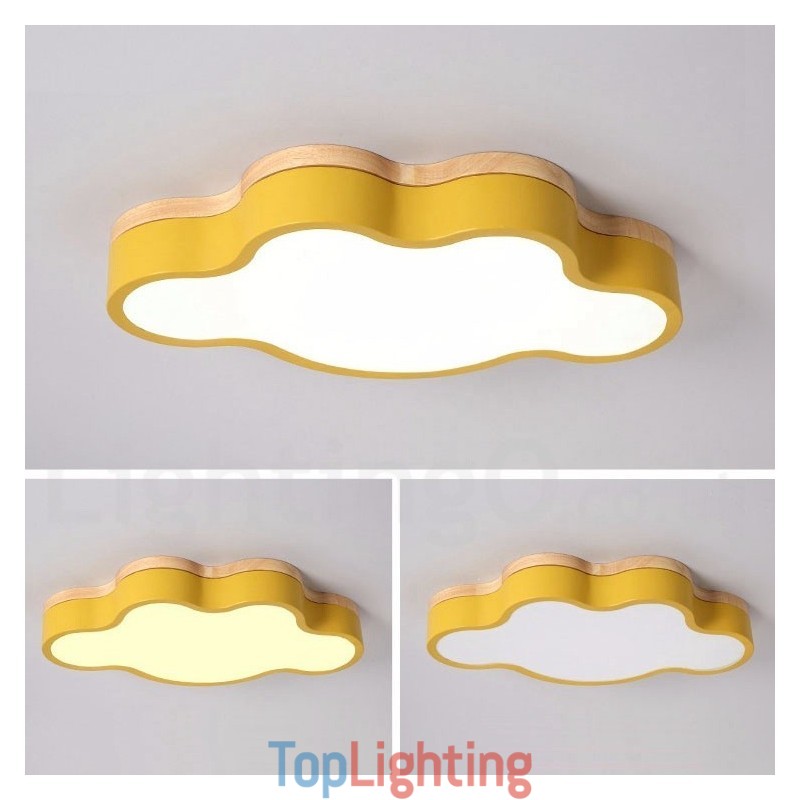 Macaron Multicolor Modern Contemporary Steel Flush Wood Light Ceiling Light