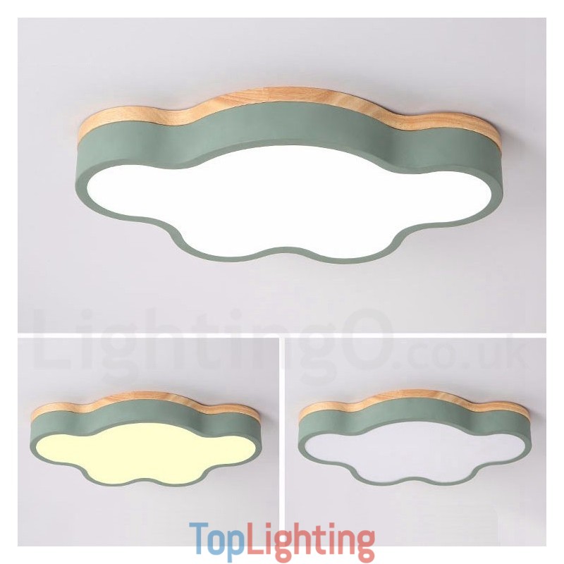 Macaron Multicolor Modern Contemporary Steel Flush Wood Light Ceiling Light