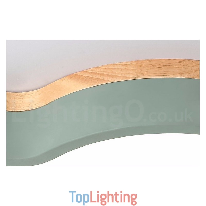 Macaron Multicolor Modern Contemporary Steel Flush Wood Light Ceiling Light