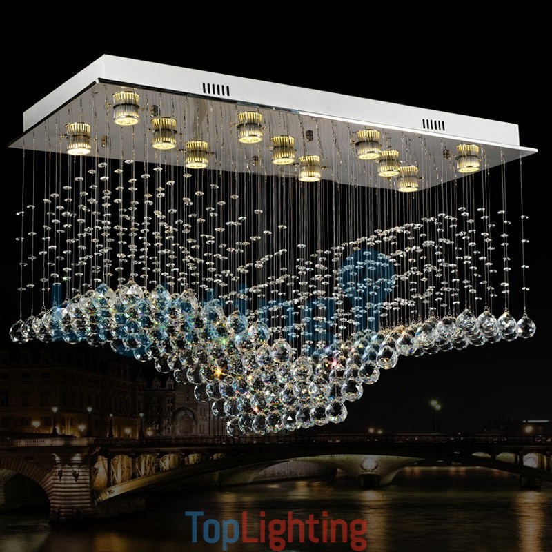 Modern Contemporary Chandelier Flush mount Pendant Fixture Crystal Rain Drop Light