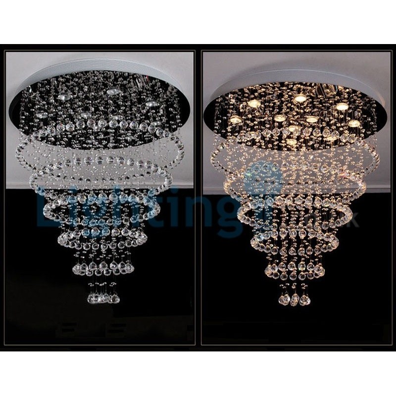 Modern Contemporary Chandelier Flush mount Pendant Fixture Crystal Rain Drop Light