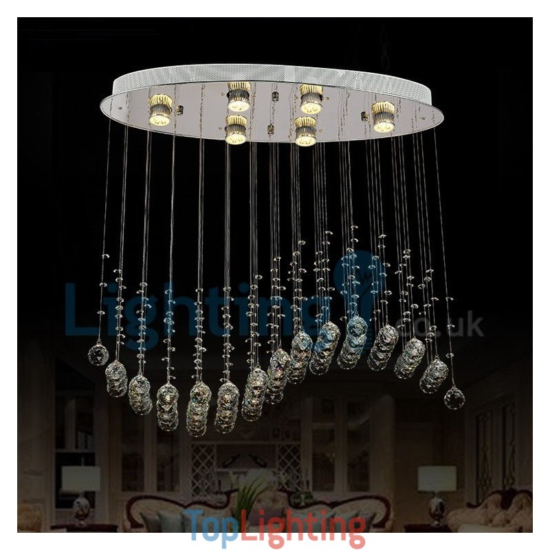 Modern Contemporary Chandelier Flush mount Pendant Fixture Crystal Rain Drop Light
