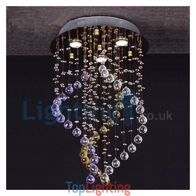 Modern Contemporary Chandelier Flush mount Pendant Fixture Crystal Rain Drop Light