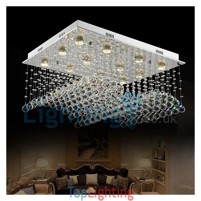Modern Contemporary Chandelier Flush mount Pendant Fixture Crystal Rain Drop Light
