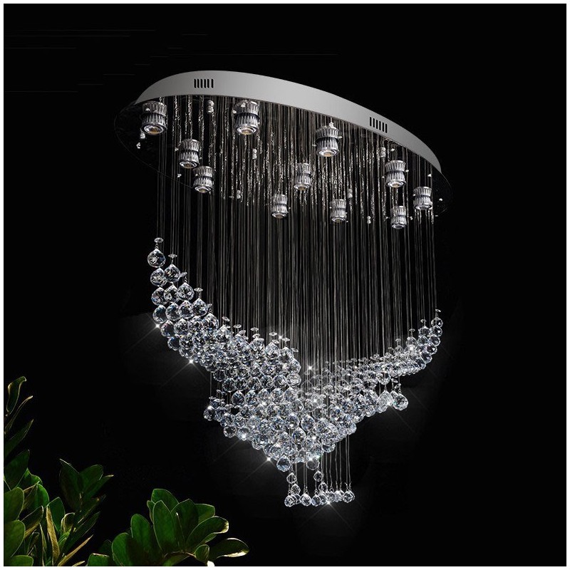 Modern Contemporary Chandelier Flush mount Pendant Fixture Crystal Rain Drop Light