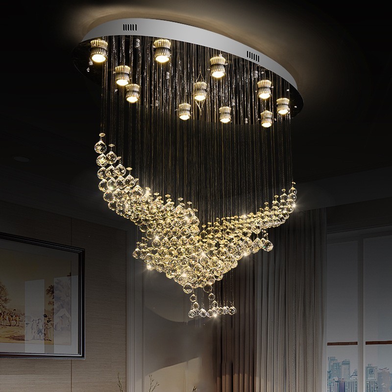 Modern Contemporary Chandelier Flush mount Pendant Fixture Crystal Rain Drop Light