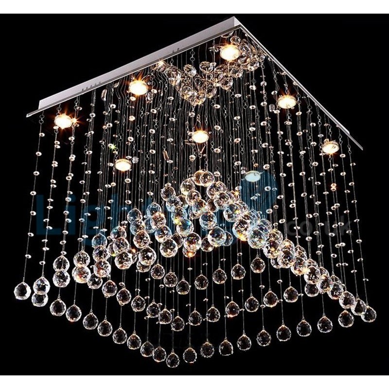 Modern Contemporary Chandelier Flush mount Pendant Fixture Crystal Rain Drop Light