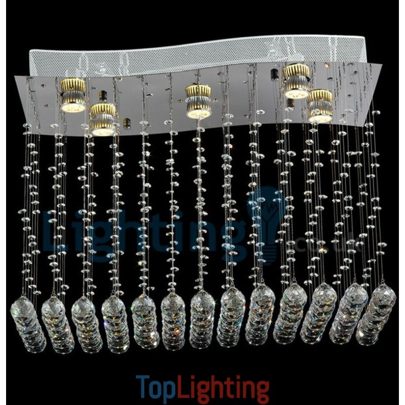 Modern Contemporary Chandelier Flush mount Pendant Fixture Crystal Rain Drop Light