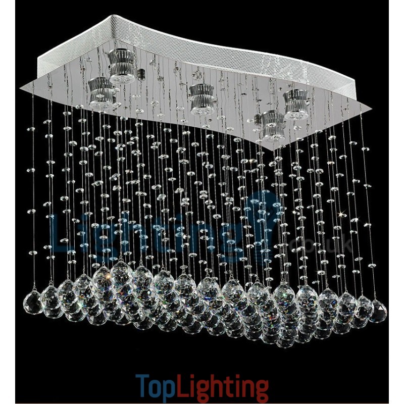 Modern Contemporary Chandelier Flush mount Pendant Fixture Crystal Rain Drop Light