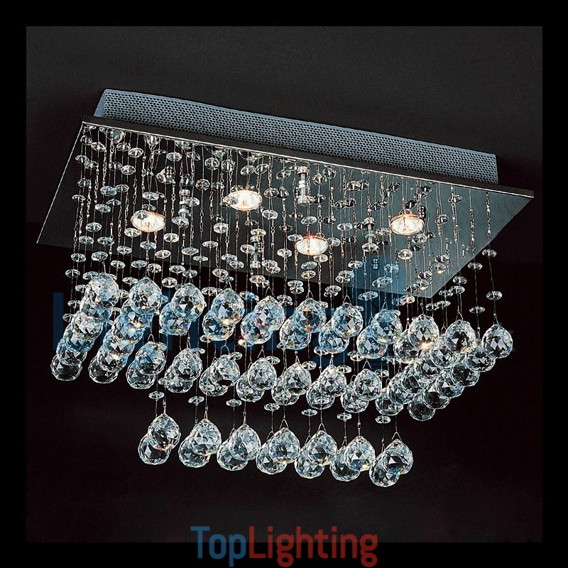 Modern Contemporary Chandelier Flush mount Pendant Fixture Crystal Rain Drop Light