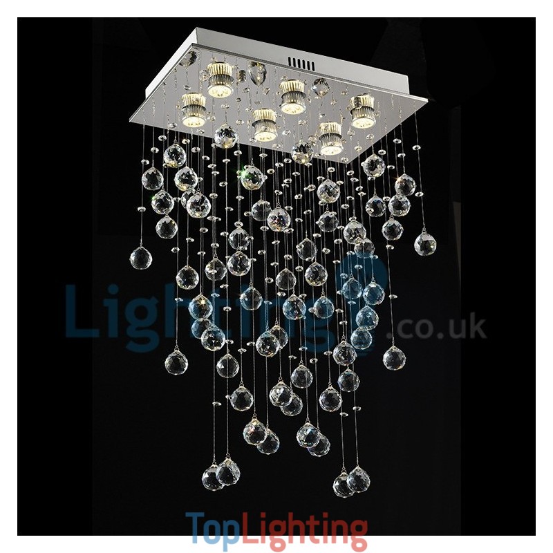 Modern Contemporary Chandelier Flush mount Pendant Fixture Crystal Rain Drop Light