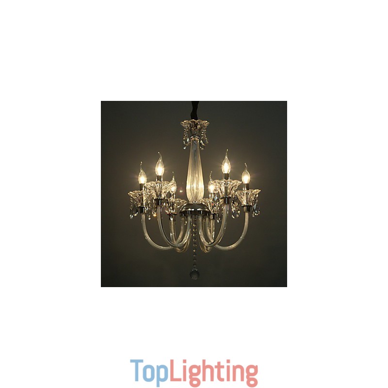 American Style Lodge 6 Light Chandelier With Glass Shade