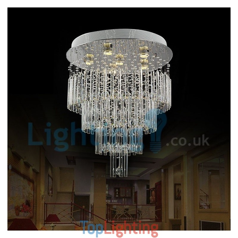Modern Contemporary Chandelier Flush mount Pendant Fixture Crystal Rain Drop Light