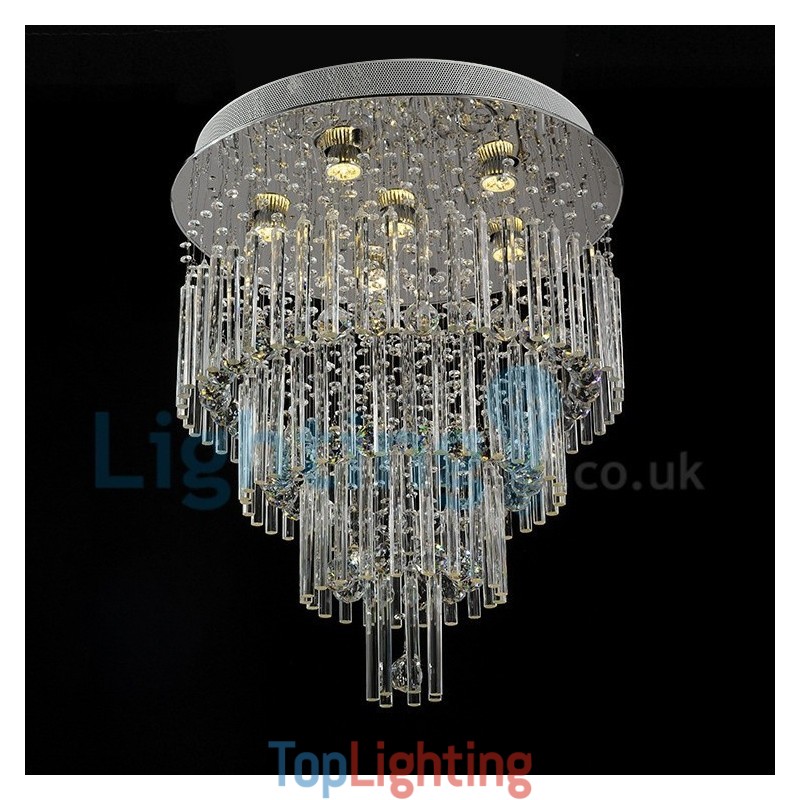 Modern Contemporary Chandelier Flush mount Pendant Fixture Crystal Rain Drop Light