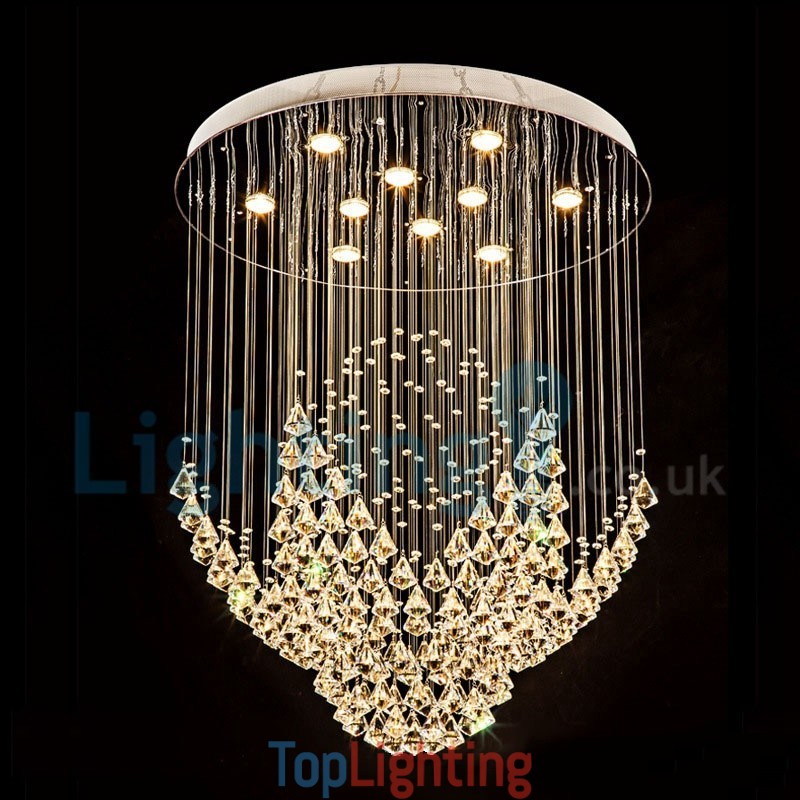 Modern Contemporary Chandelier Flush mount Pendant Fixture Crystal Rain Drop Light