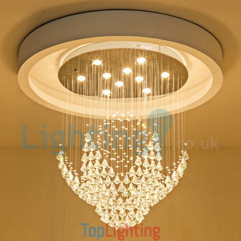 Modern Contemporary Chandelier Flush mount Pendant Fixture Crystal Rain Drop Light
