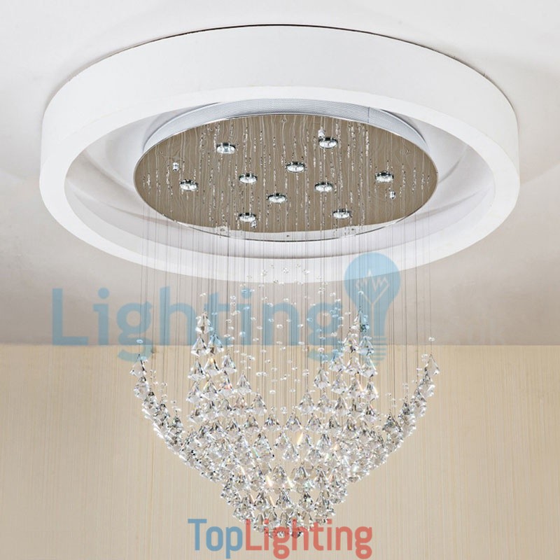 Modern Contemporary Chandelier Flush mount Pendant Fixture Crystal Rain Drop Light