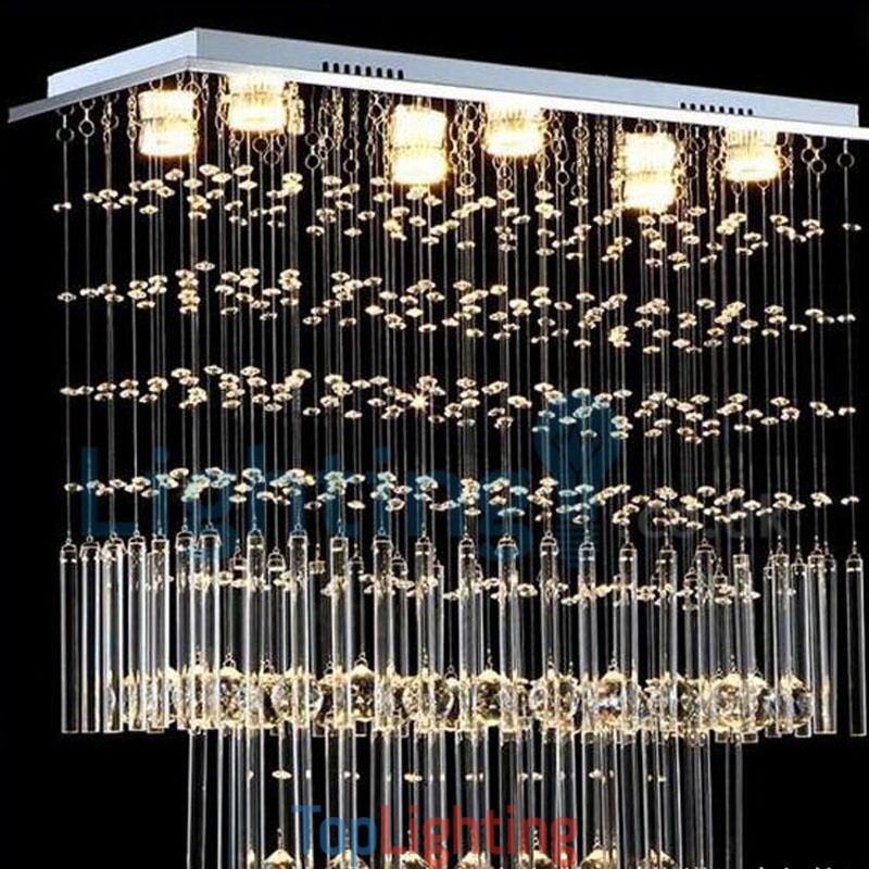 Modern Contemporary Chandelier Flush mount Pendant Fixture Crystal Rain Drop Light