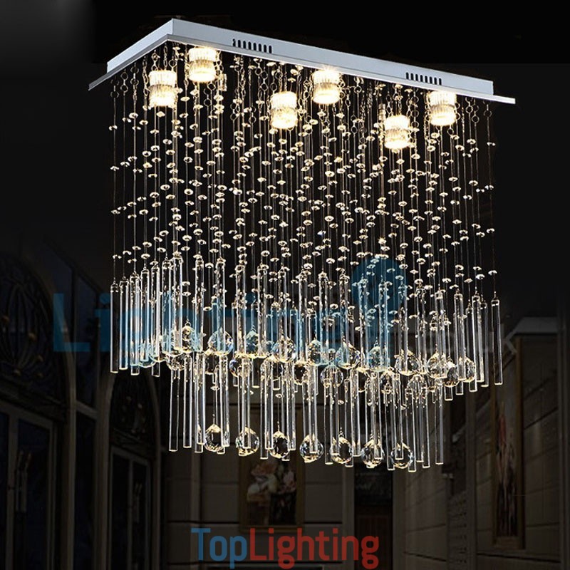Modern Contemporary Chandelier Flush mount Pendant Fixture Crystal Rain Drop Light