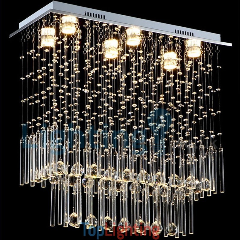 Modern Contemporary Chandelier Flush mount Pendant Fixture Crystal Rain Drop Light