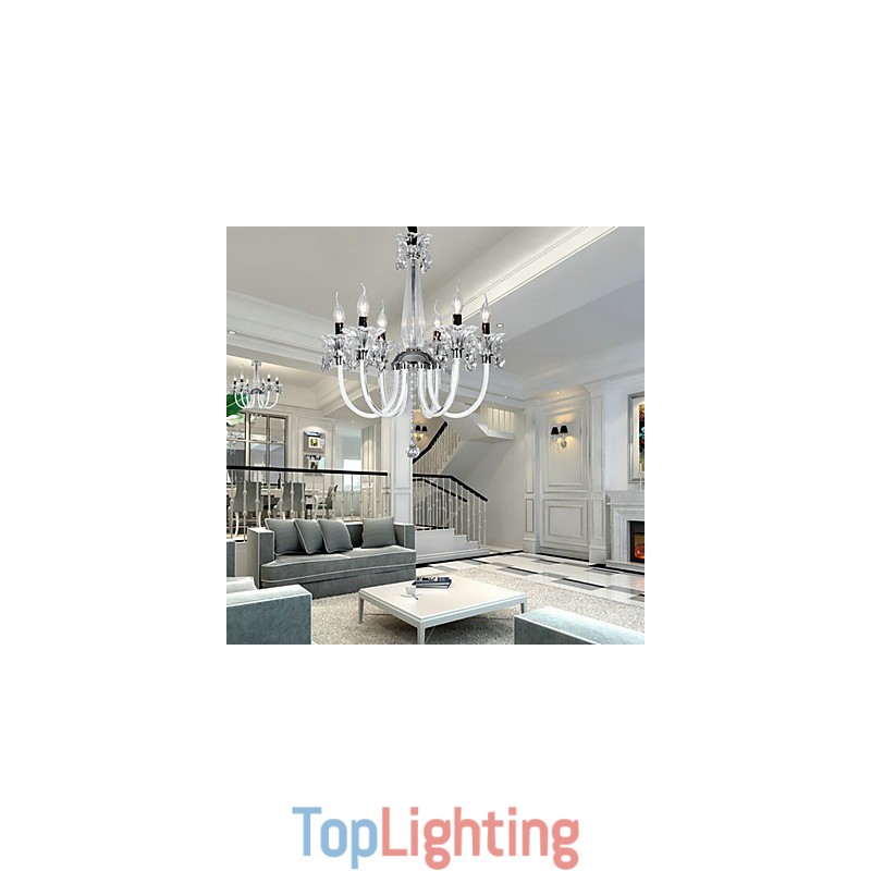 American Style Lodge 6 Light Chandelier With Glass Shade
