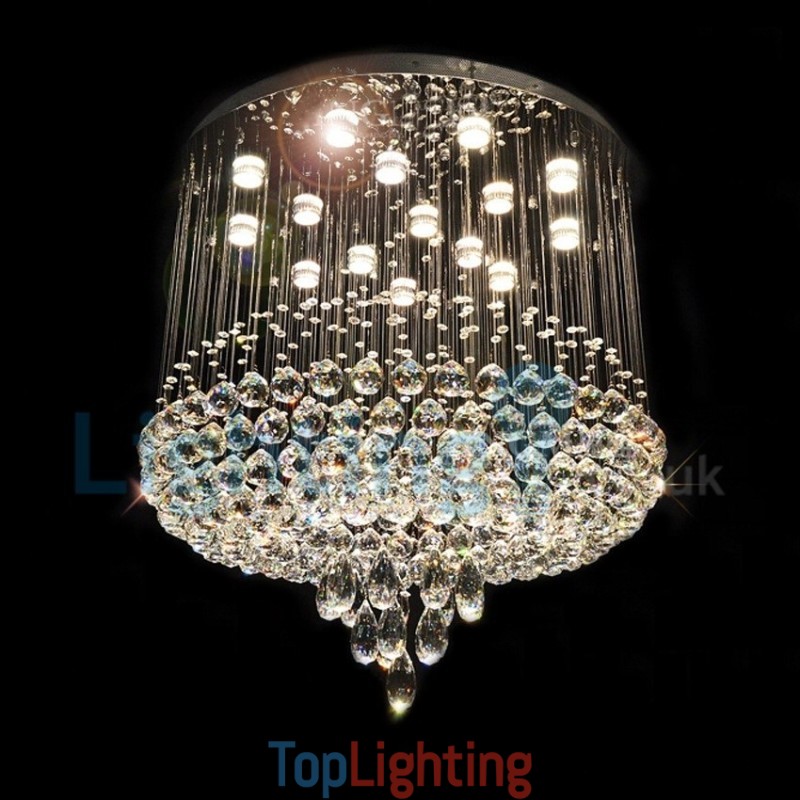 Modern Contemporary Chandelier Flush mount Pendant Fixture Crystal Rain Drop Light