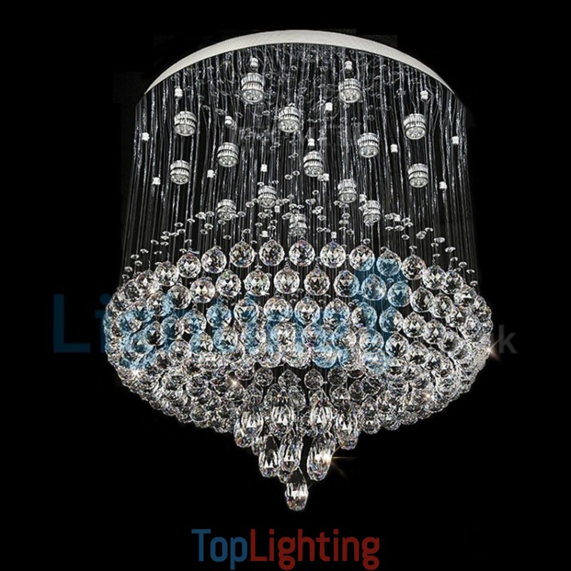 Modern Contemporary Chandelier Flush mount Pendant Fixture Crystal Rain Drop Light
