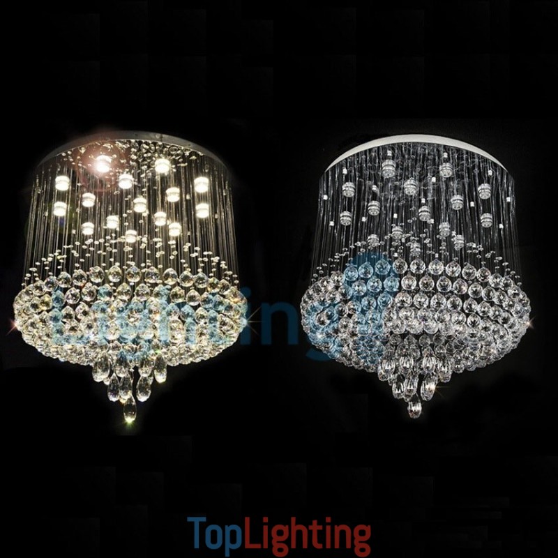 Modern Contemporary Chandelier Flush mount Pendant Fixture Crystal Rain Drop Light