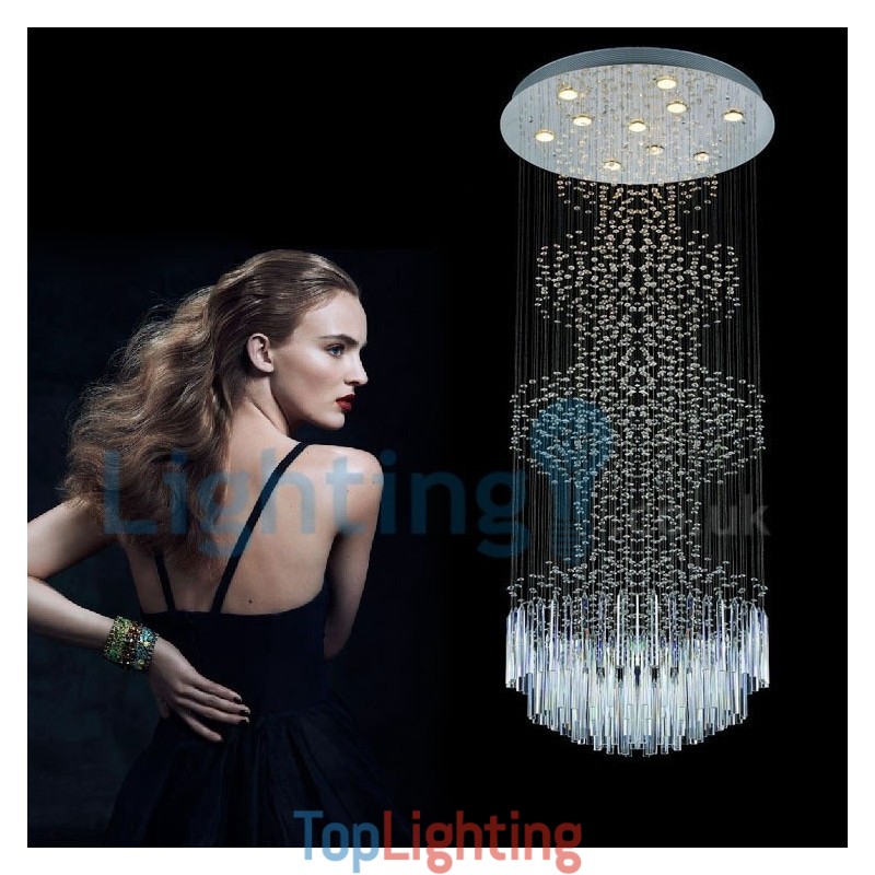 Modern Contemporary Chandelier Flush mount Pendant Fixture Crystal Rain Drop Light