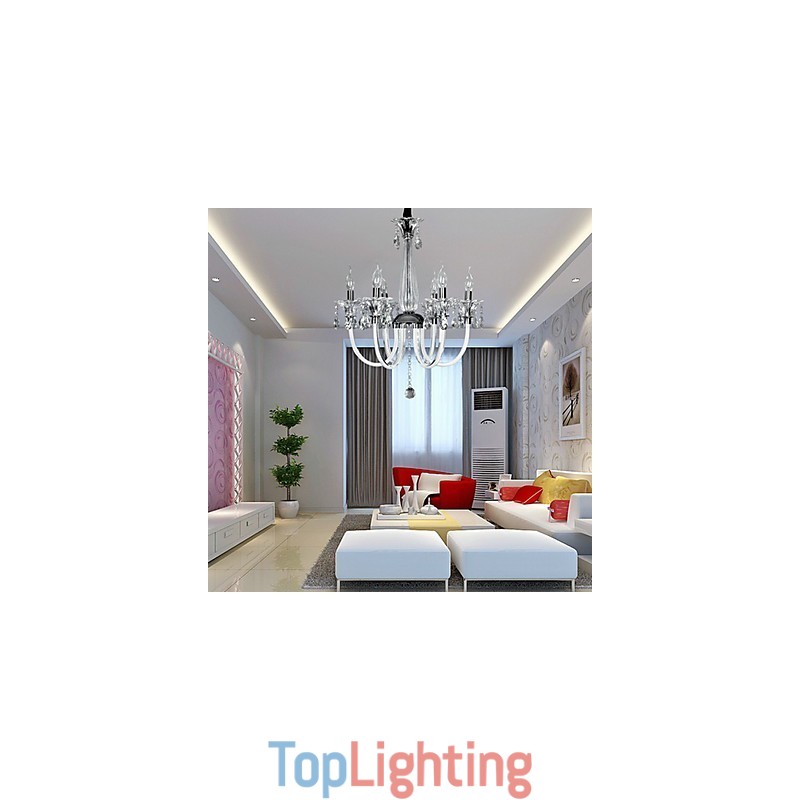 American Style Lodge 6 Light Chandelier With Glass Shade