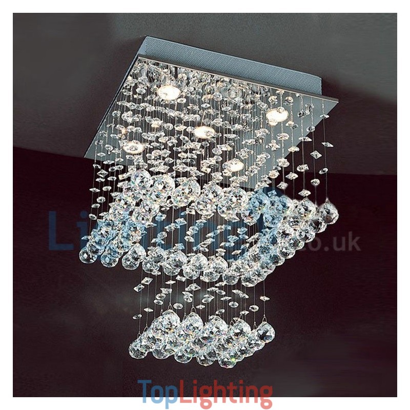 Modern Contemporary Chandelier Flush mount Pendant Fixture Crystal Rain Drop Light
