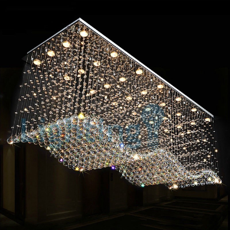 Modern Contemporary Chandelier Flush mount Pendant Fixture Crystal Rain Drop Light