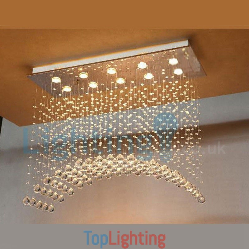 Modern Contemporary Chandelier Flush mount Pendant Fixture Crystal Rain Drop Light