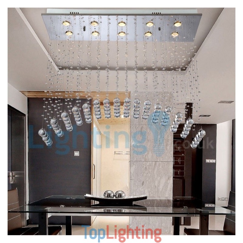 Modern Contemporary Chandelier Flush mount Pendant Fixture Crystal Rain Drop Light