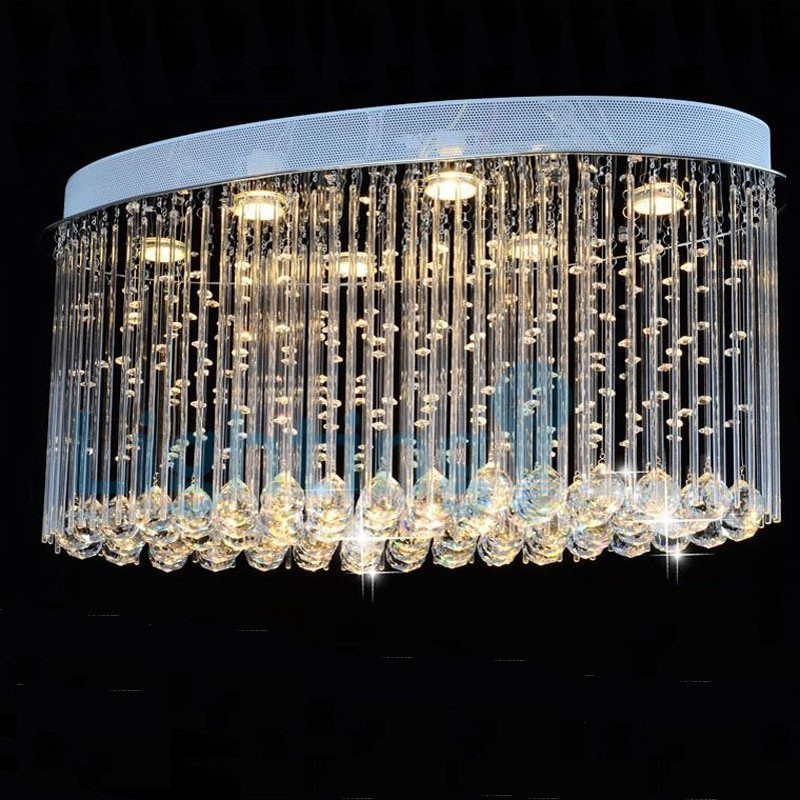 Modern Contemporary Chandelier Flush mount Pendant Fixture Crystal Rain Drop Light