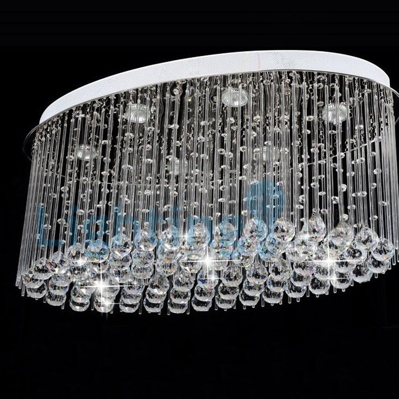 Modern Contemporary Chandelier Flush mount Pendant Fixture Crystal Rain Drop Light