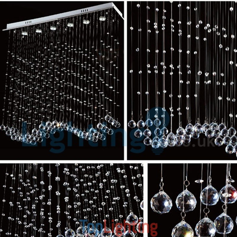 Modern Contemporary Chandelier Flush mount Pendant Fixture Crystal Rain Drop Light