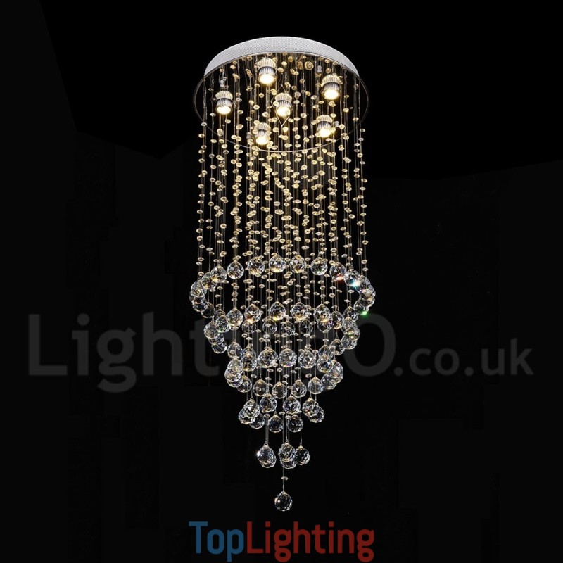 Modern Contemporary Chandelier Flush mount Pendant Fixture Crystal Rain Drop Light