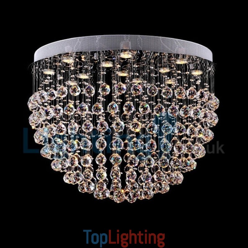 Modern Contemporary Chandelier Flush mount Pendant Fixture Crystal Rain Drop Light
