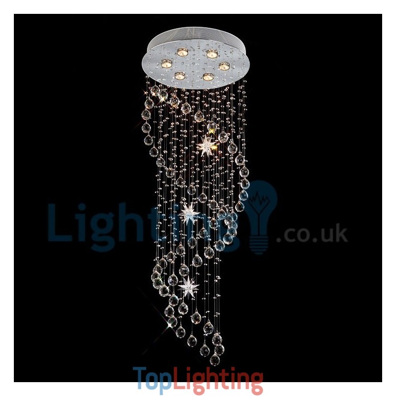 Modern Contemporary Chandelier Flush mount Pendant Fixture Crystal Rain Drop Light