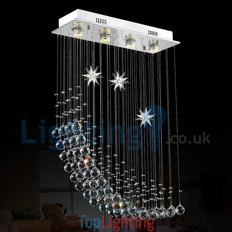 Modern Contemporary Chandelier Flush mount Pendant Fixture Crystal Rain Drop Light