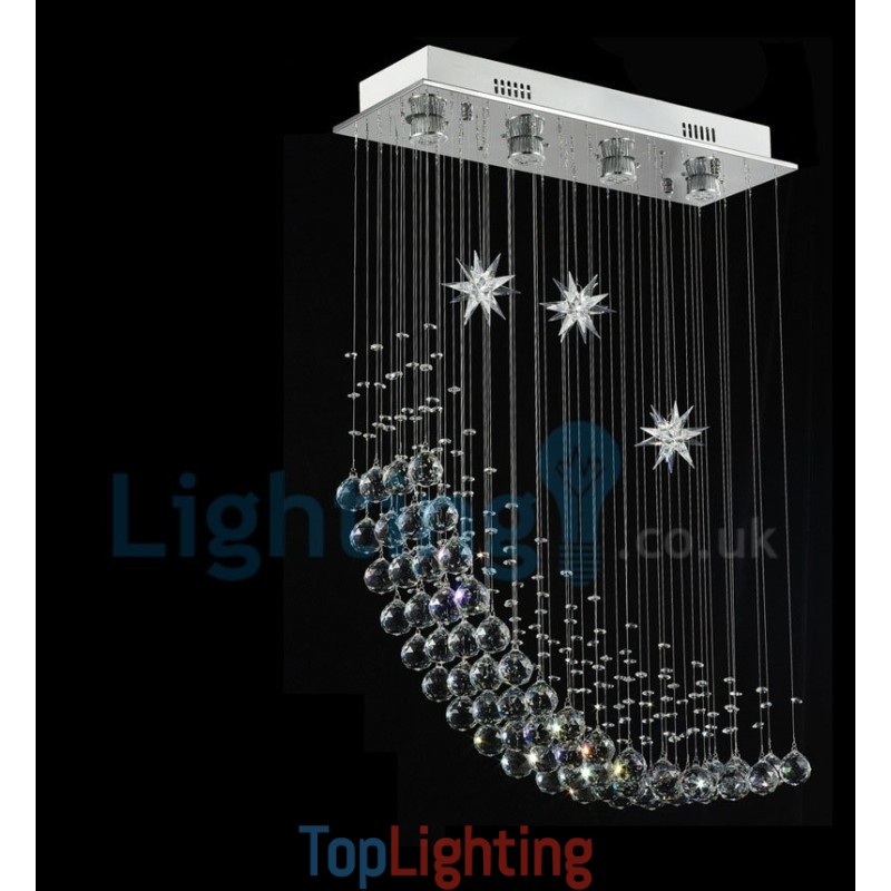 Modern Contemporary Chandelier Flush mount Pendant Fixture Crystal Rain Drop Light